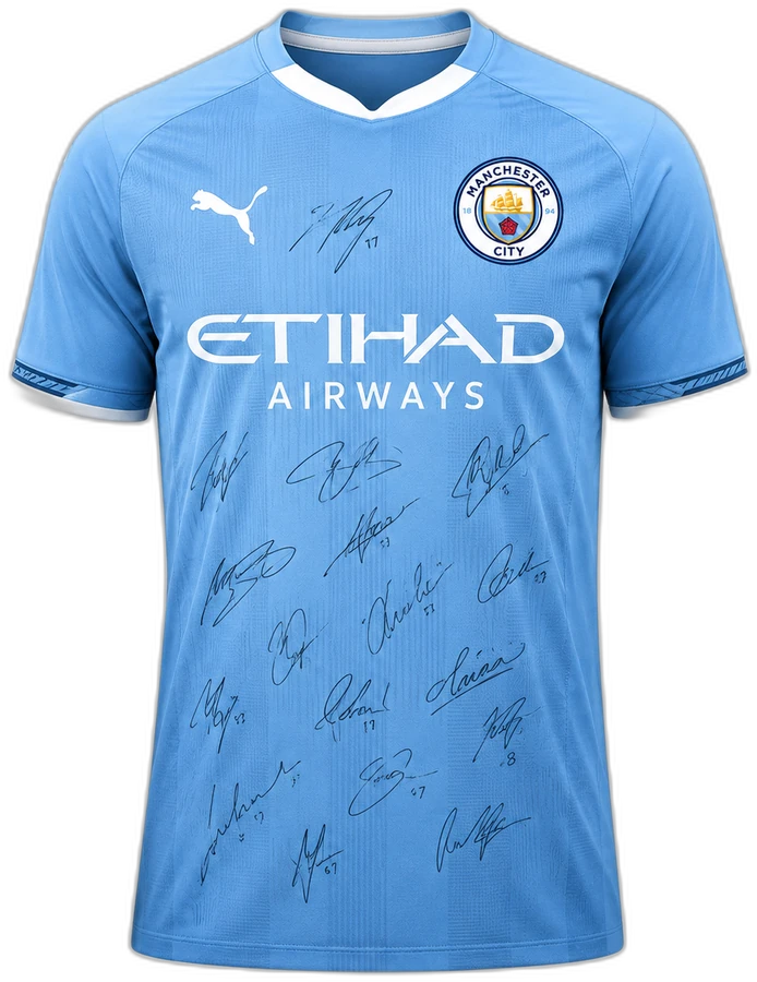 Man City signed shirts